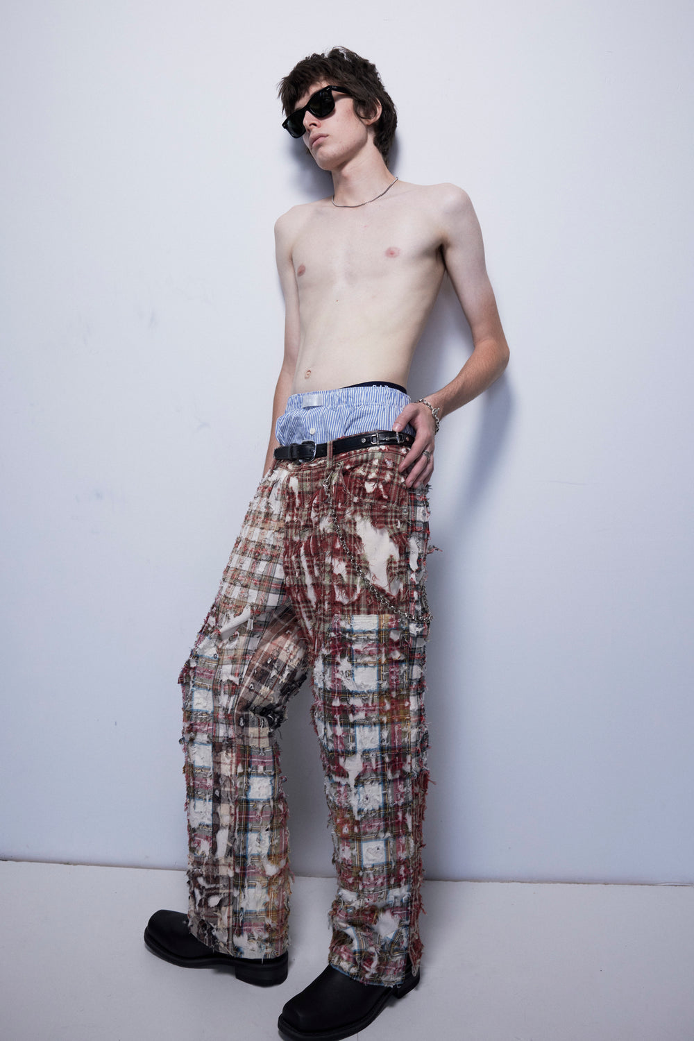 PLAID PANTS BORO STITCH