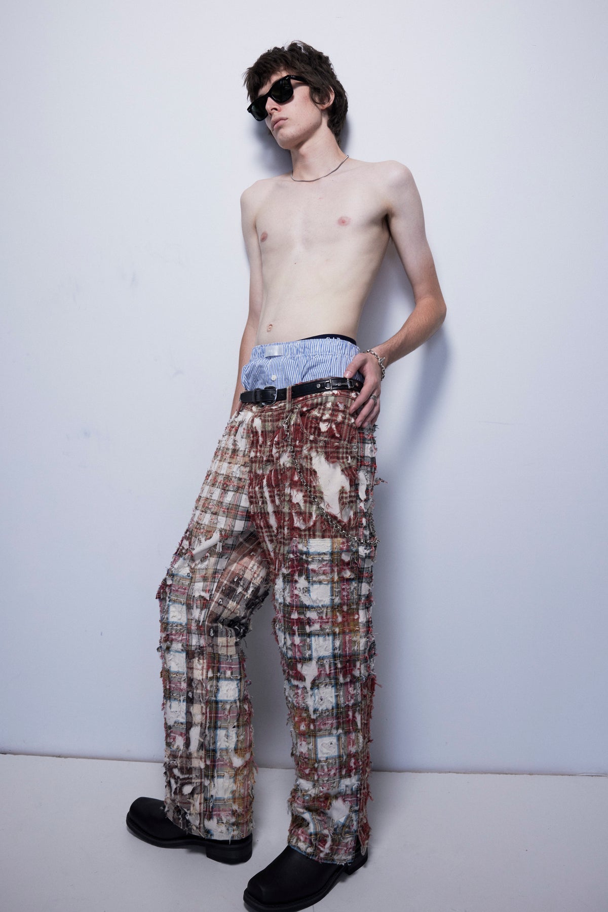 PLAID PANTS BORO STITCH