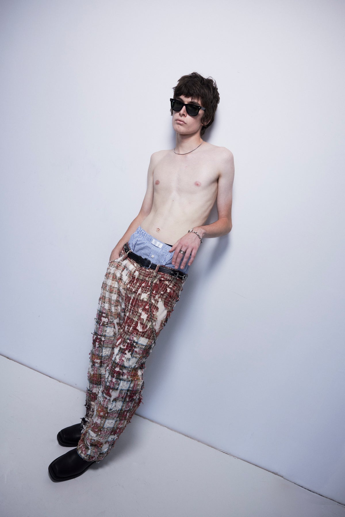 PLAID PANTS BORO STITCH