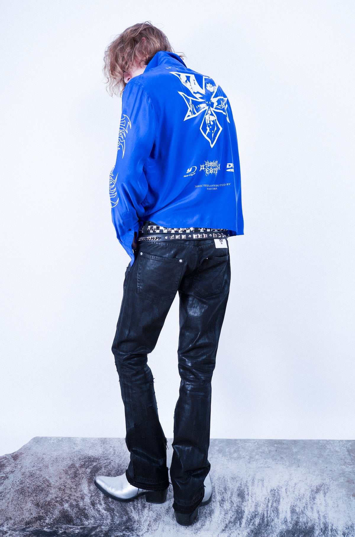GRAPHIC SILK WASHED SHIRT – ELECTRIC BLUE