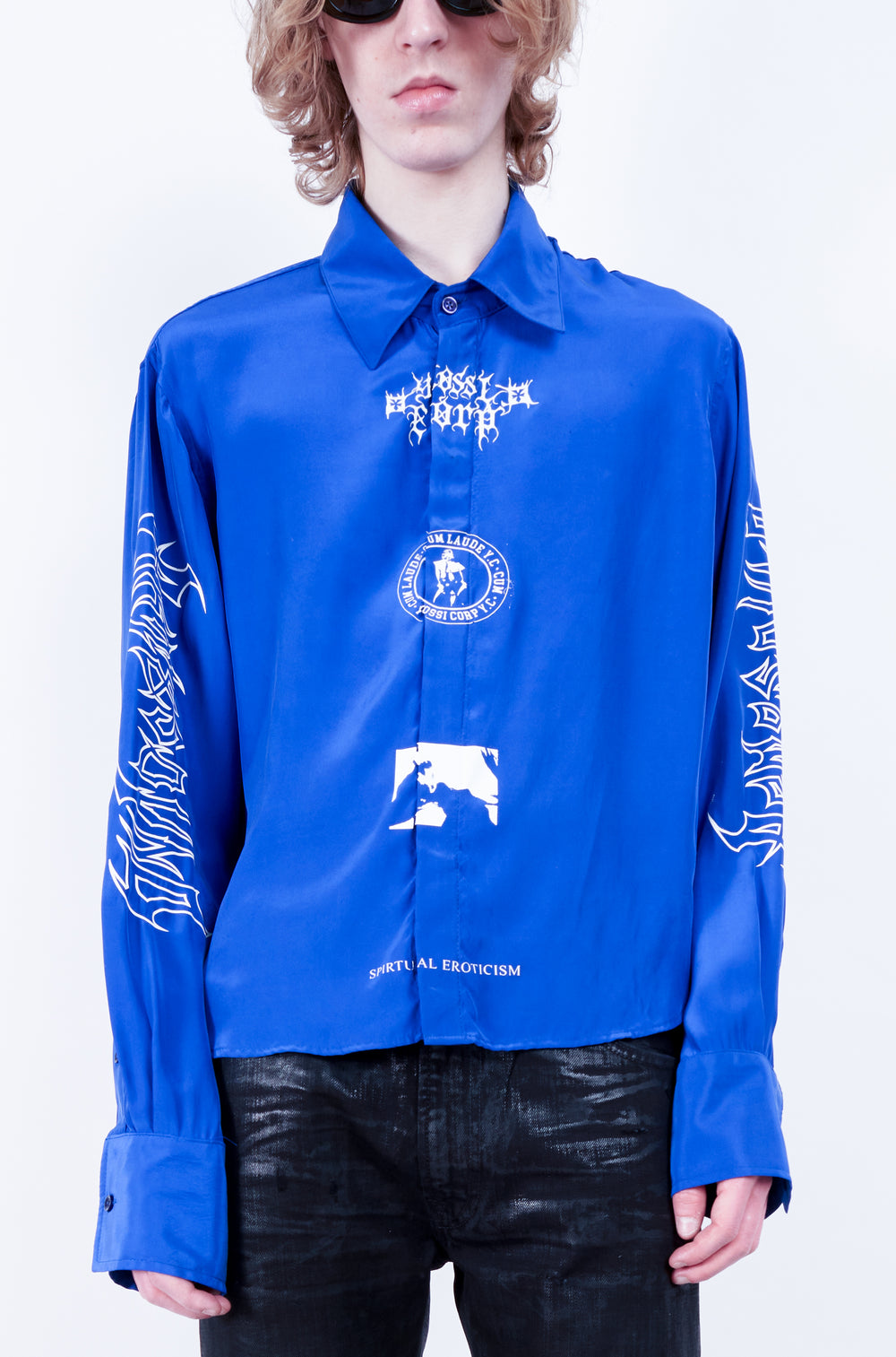 GRAPHIC SILK WASHED SHIRT – ELECTRIC BLUE