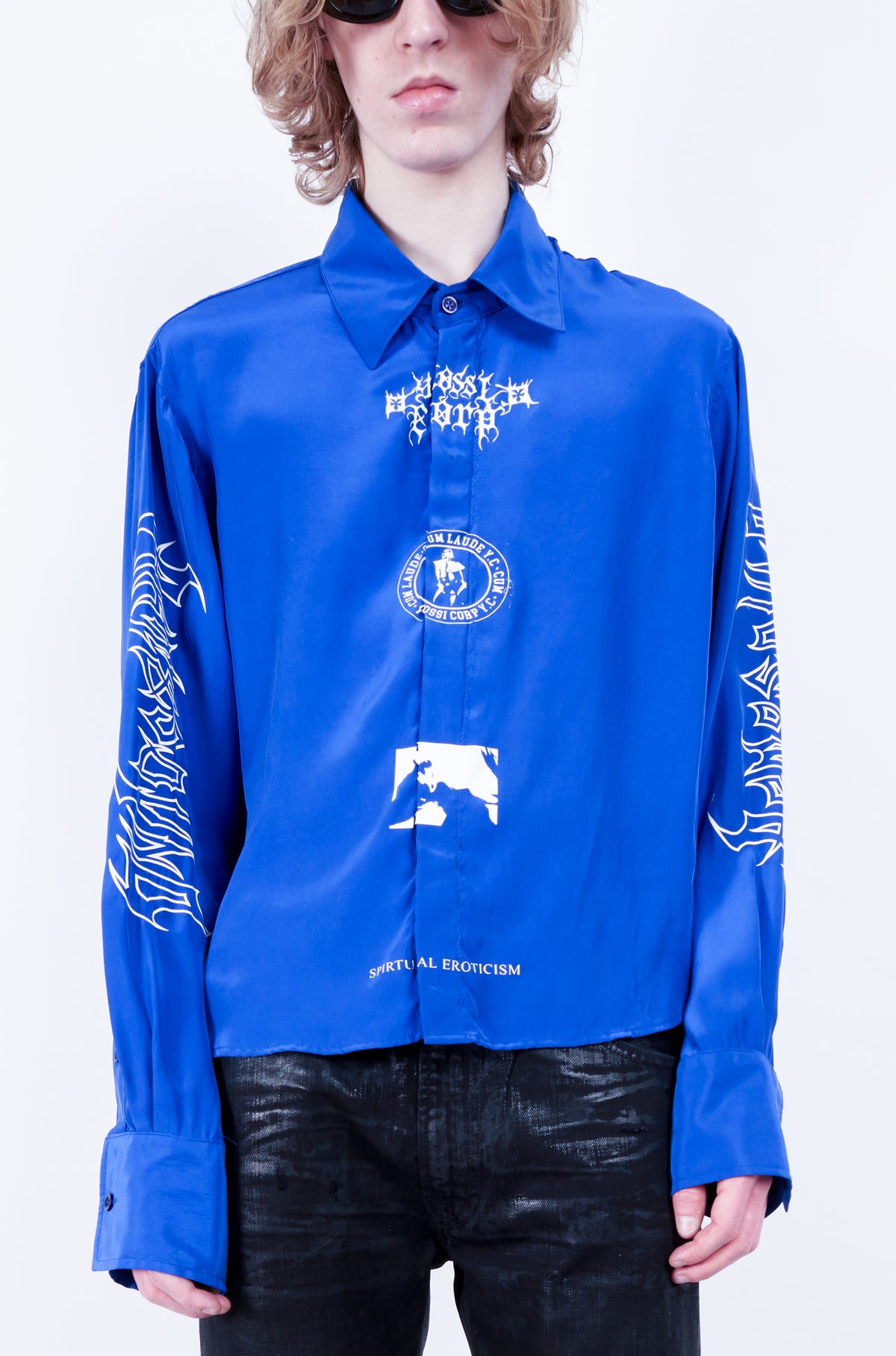 GRAPHIC SILK WASHED SHIRT – ELECTRIC BLUE
