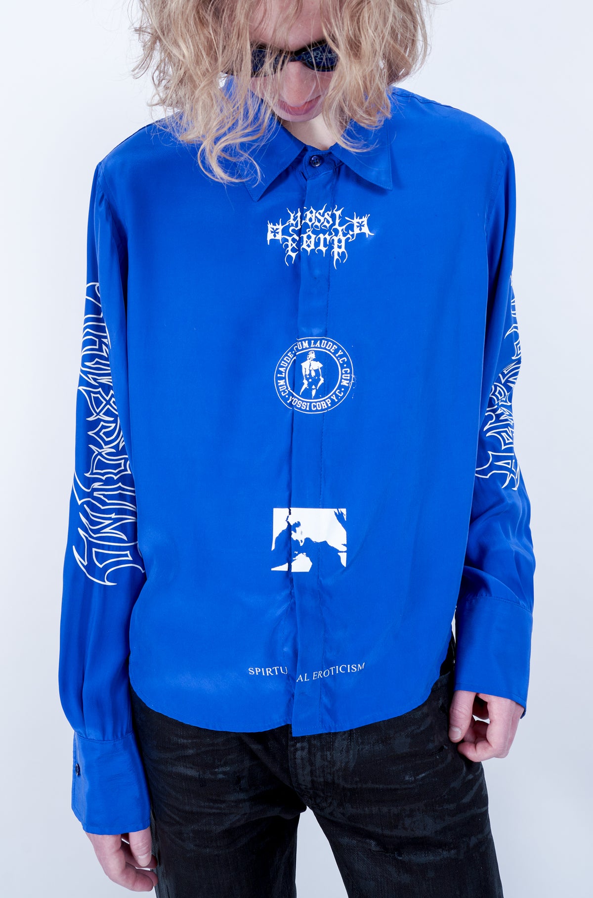 GRAPHIC SILK WASHED SHIRT – ELECTRIC BLUE