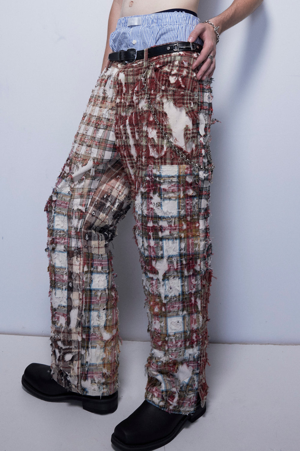PLAID PANTS BORO STITCH