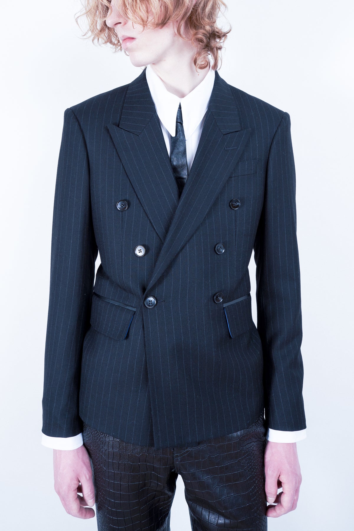 DOUBLE BREASTED PINSTRIPE BLAZER