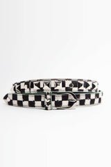 Teal-edged checkerboard belt