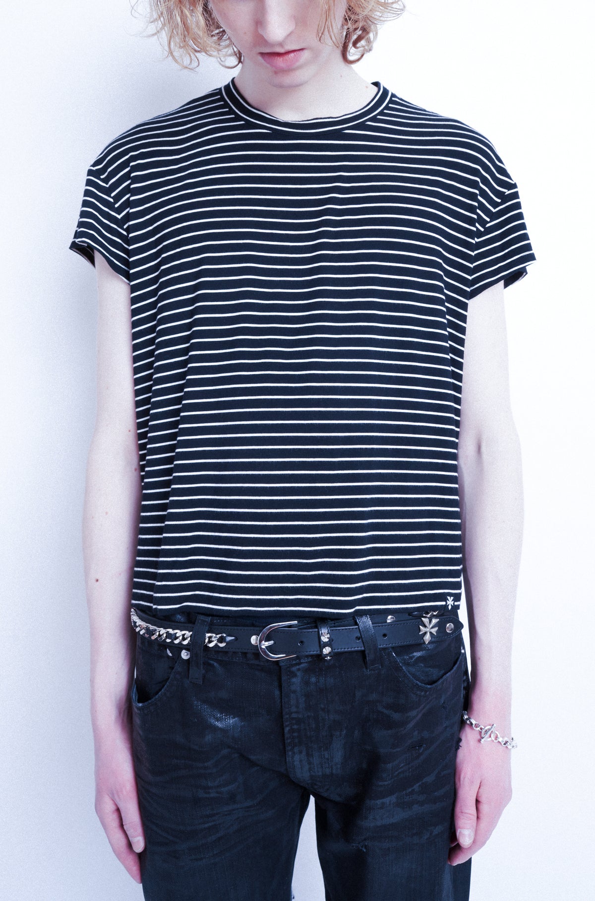 Stripe Cap Sleeve Tee